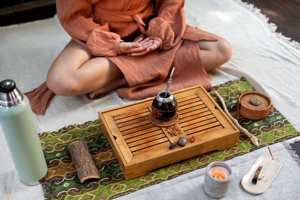 Close-up of an eye receiving Ayurvedic Netra Chikitsa care.